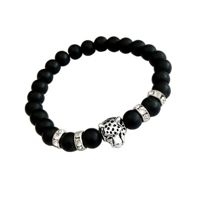 Leopard Jaguar Black Agate Beads Bracelet